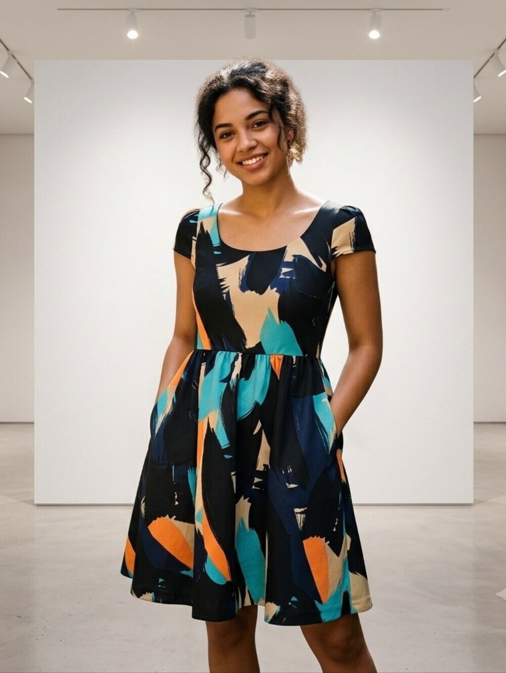 Anthropologie Moulinette Soeurs Pinion Womens Colorful Paint Splatter Dress Sz 0